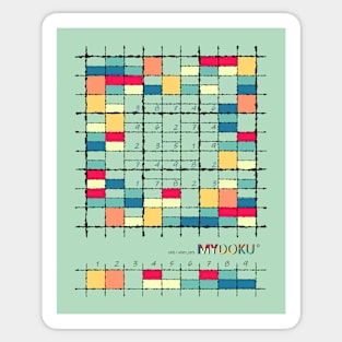 Mydoku_008_H001_003_F: Sudoku, Sudoku coloring, logic, logic puzzle, holiday puzzle, fun, away from screen Sticker